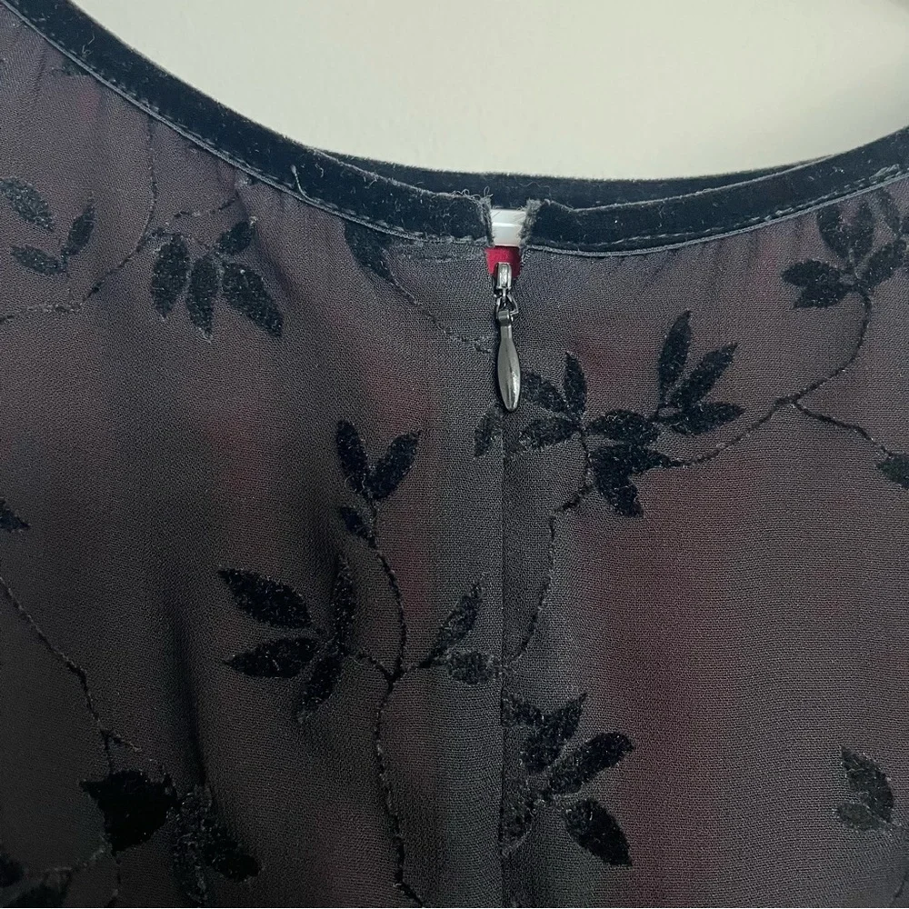 Harold's Black Vintage Sheath Velvet Slip Sheer Midi Dress - Picture 6 of 8